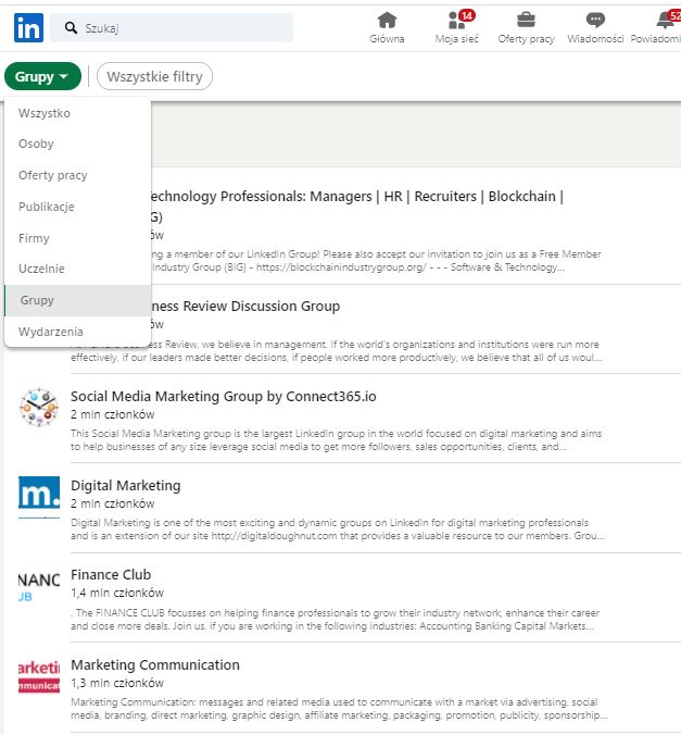 grupy na LinkedIn