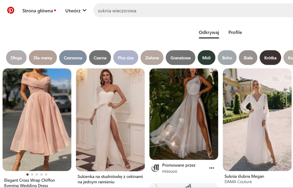 Pinterest suknie wieczorowe